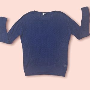 Halogen blue knitted pull over sweater